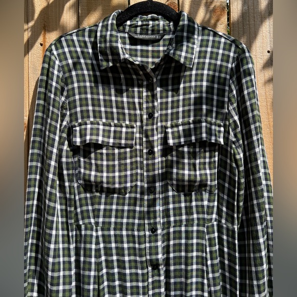 WOMEN’S ZARA PLAID BUTTON DOWN DRESS. - Picture 2 of 10